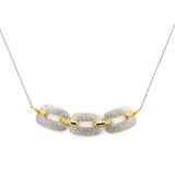 Two Tone Link Design Necklace, Sterling with 14K Yellow Gold Plating