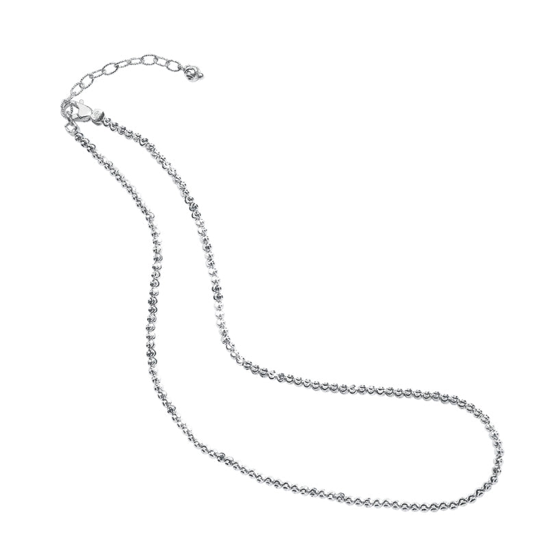 Diamond Cut Bead Necklace, 4MM, Sterling Silver with Platinum Plating