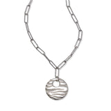 Tiger Print Design Disc Necklace, Sterling Silver