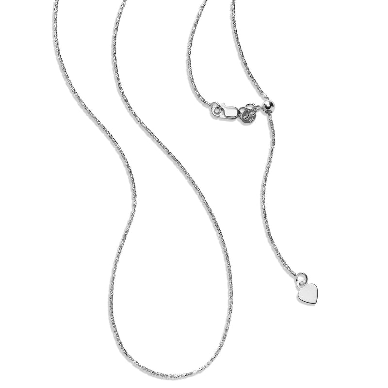 Adjustable Chain Necklace, 24 Inches, Sterling Silver