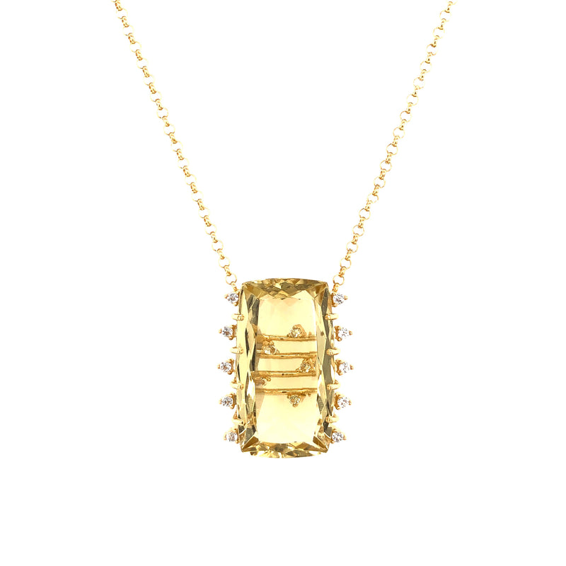 Citrine and White Topaz Pendant, Sterling Silver and Vermeil