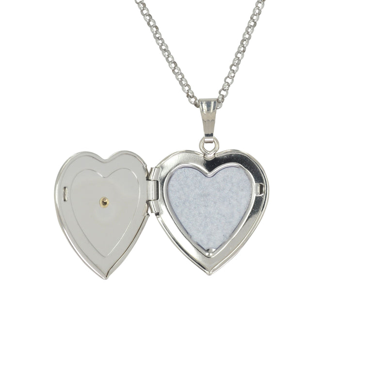 Quilt Design Heart Locket, Sterling Silver