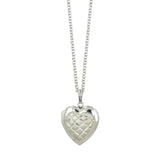 Quilt Design Heart Locket, Sterling Silver