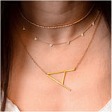 Personalize Large Initial Necklace, Yellow Gold Plated