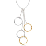 Multi Open Circle Drop Necklace, Sterling Silver and Vermeil