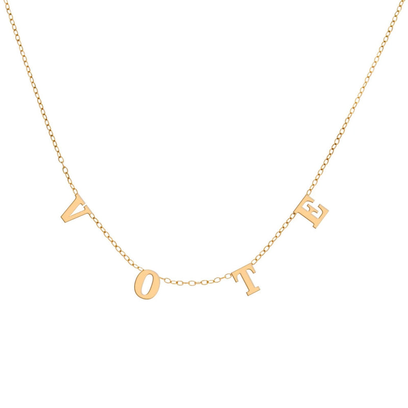 "Vote" Necklace, Yellow Gold Plated