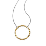 Textured Open Circle Necklace, Vermeil and Sterling Silver