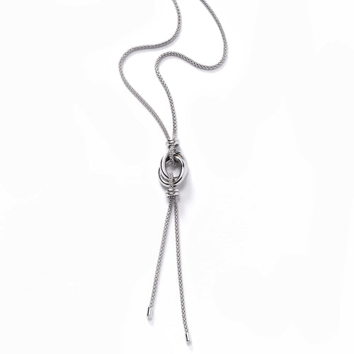 Interlocking Circles Lariat Style Necklace, Sterling Silver