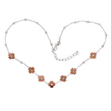 Rose Color Flower Necklace, Sterling with 18K Rose Gold Plating