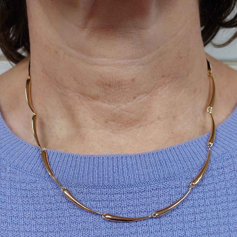 Curved Link Necklace, Gold Plated Silver