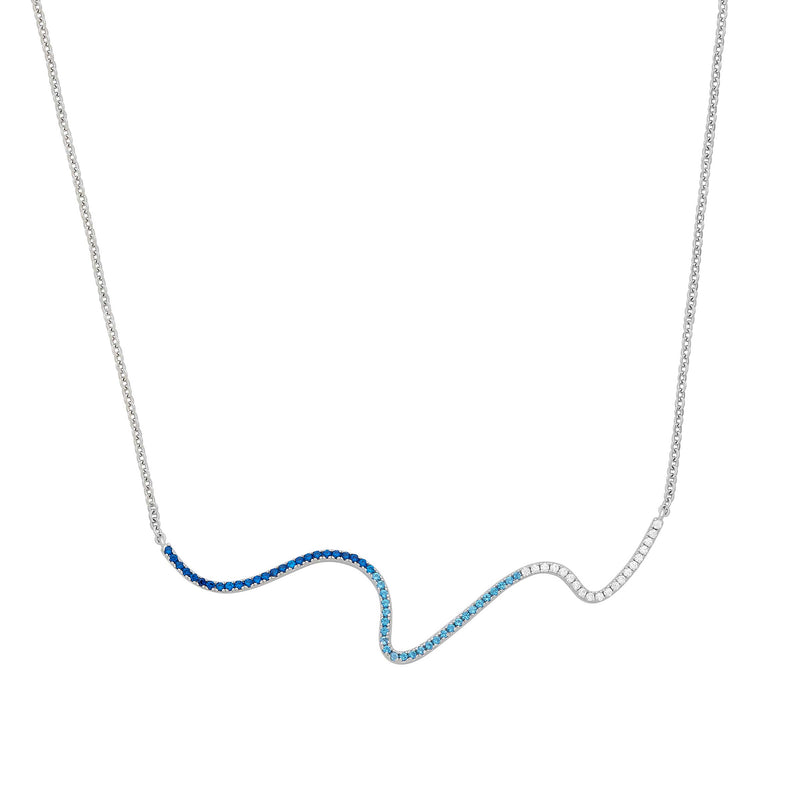 Squiggle Line CZ Necklace, Sterling Silver