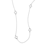 Flower Motif Station Necklace, 36 Inches, Sterling Silver