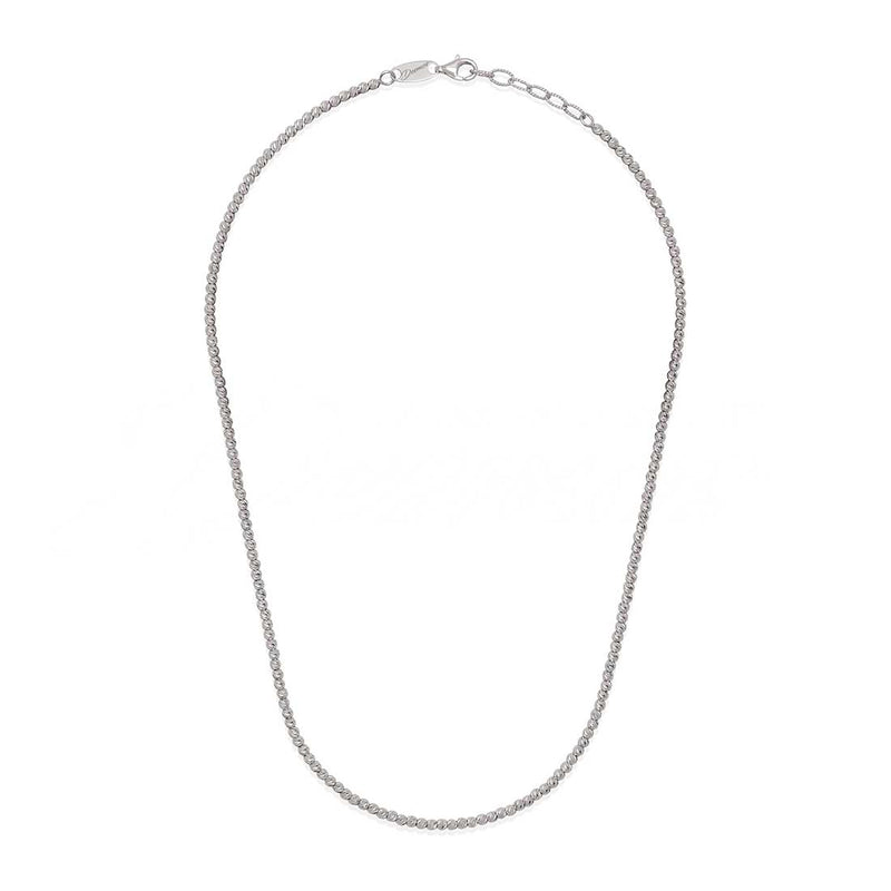 Small Bead Necklace, Sterling Silver with Rhodium Plating