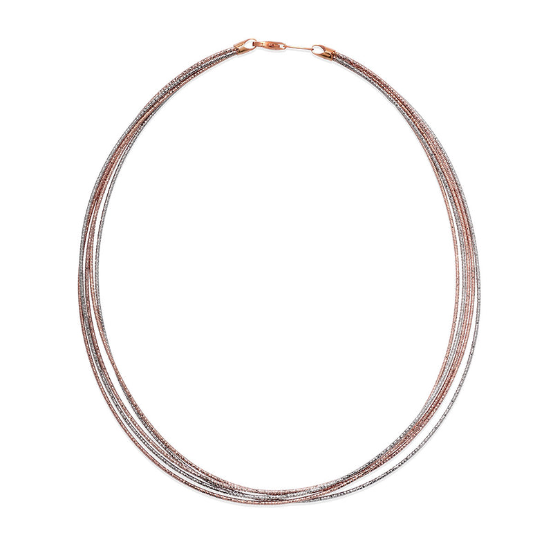 Five Strand Wire Necklace, Sterling and 18K Rose Gold Plating