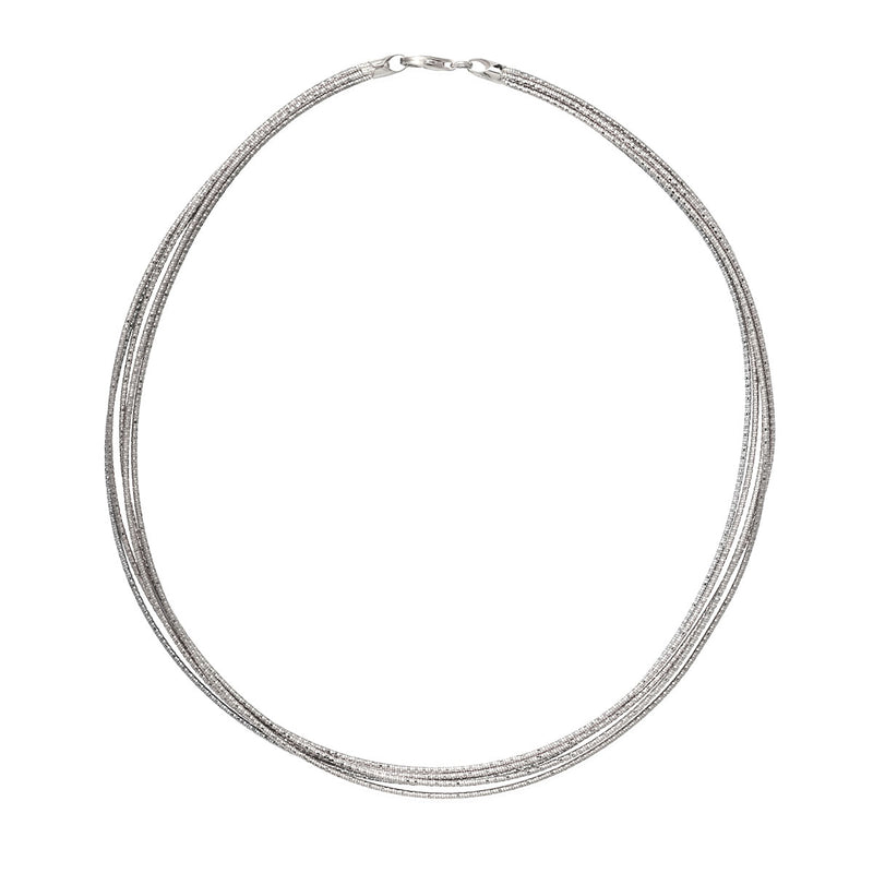 Five Strand Wire Necklace, Sterling Silver with Platinum Plating