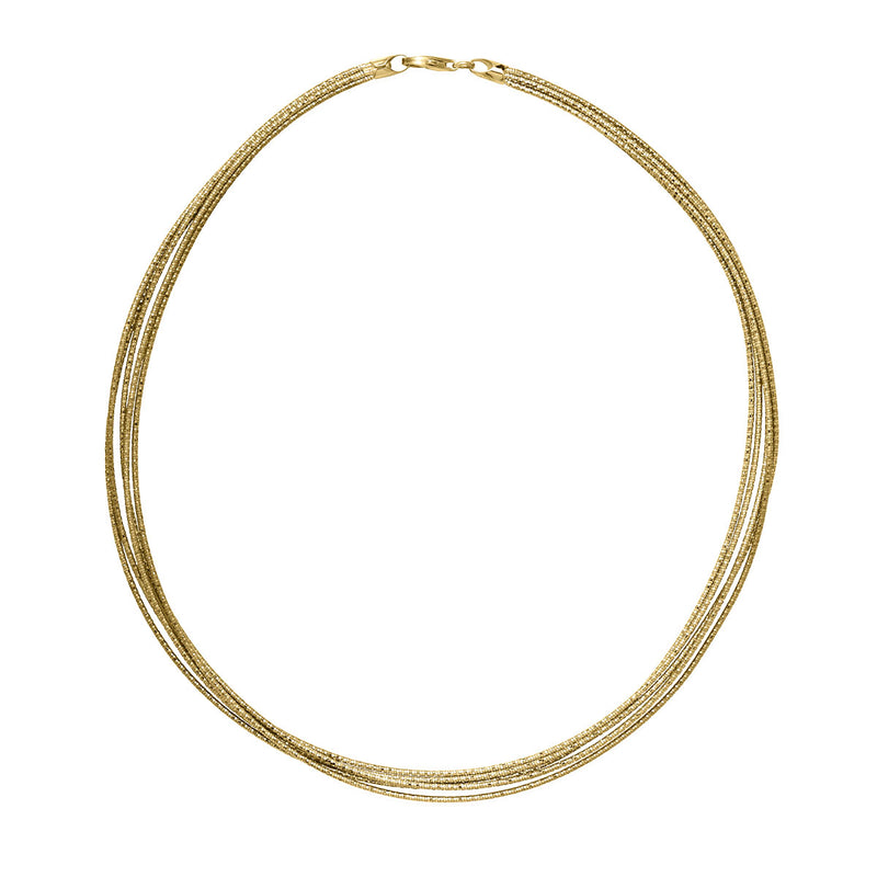 Five Strand Wire Necklace, Sterling with 18K Yellow Gold Plating