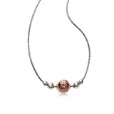Diamond Cut Design Ball Necklace, Sterling Silver with 18K Rose Gold Plating