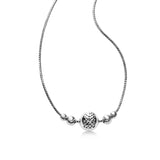 Diamond Cut Design Ball Necklace, Sterling Silver with Platinum Plating