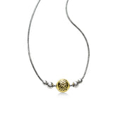 Diamond Cut Design Ball Necklace, Sterling Silver with 18 Yellow Gold Plating
