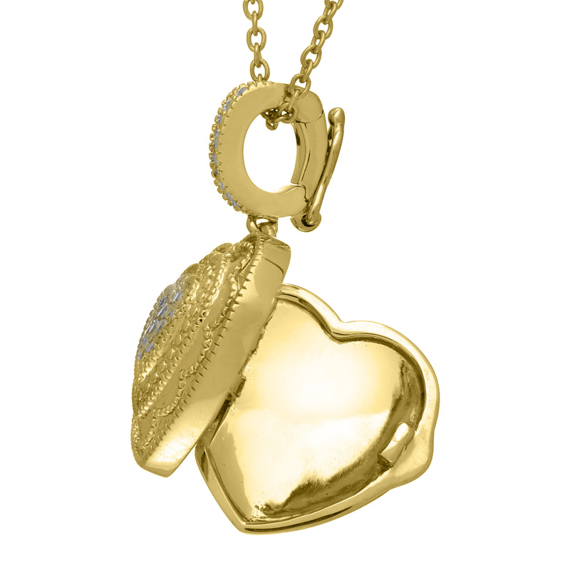 Classic Heart Locket, Sterling Silver with Yellow Gold Plating