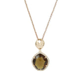 Whiskey Quartz and White Topaz Pendant, Sterling Silver and Vermeil