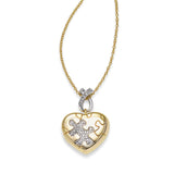Heart Shaped Autism Puzzle Piece Locket, Sterling Silver and Vermeil