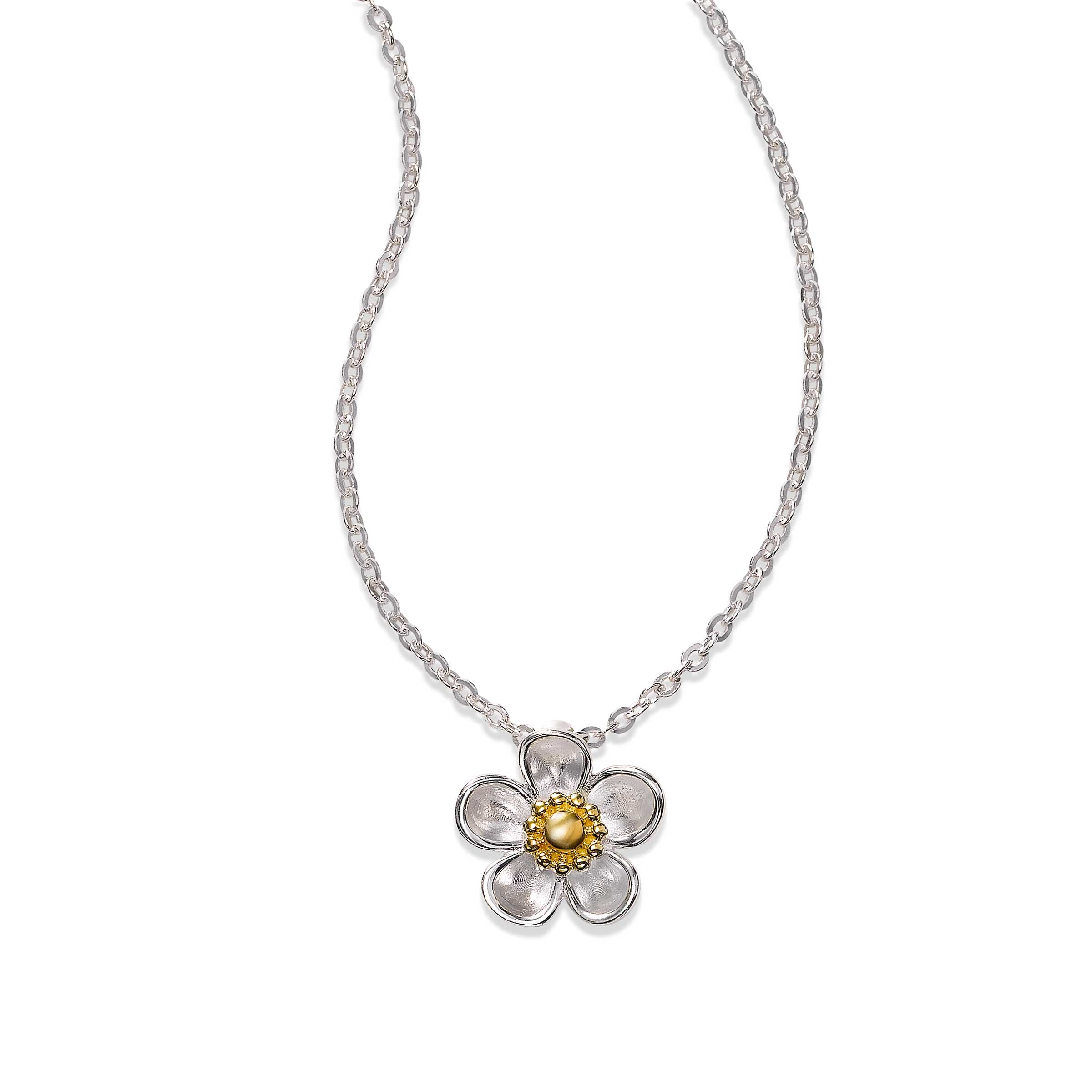 Diamond Accent Rose Flower Pendant 18 Necklace in Gold Plate - Gold