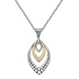 Bali Style Marquise Shape Pendant, Sterling Silver and Gold Plating