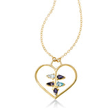 Open Heart Pendant With Gemstone Center, 14 Karat Gold Filled