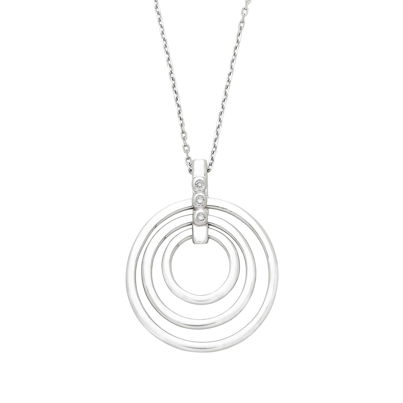 Three Circle Pendant with Diamond Accents, Sterling Silver