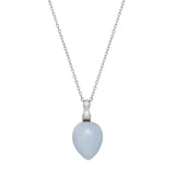 Pear Shape Aquamarine Drop Pendant, Sterling Silver