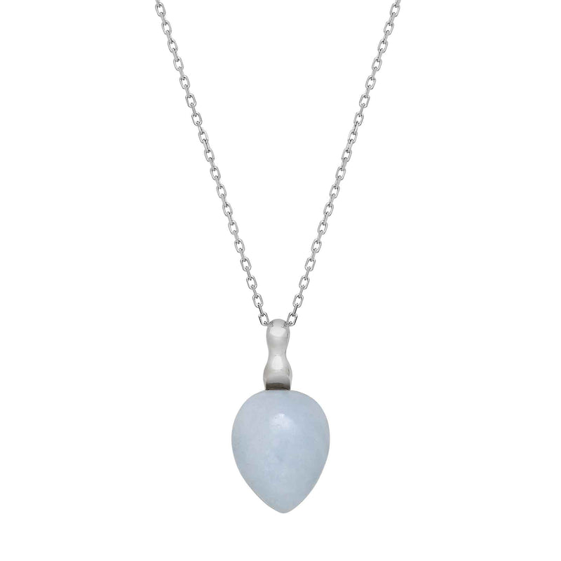 Pear Shape Aquamarine Drop Pendant, Sterling Silver