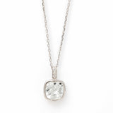 Faceted White Topaz and Diamond Pendant, Sterling Silver