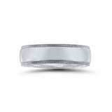 Center Domed Wedding Band with Milgrain Edges, 5 MM, Argentium Sterling Silver