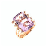 Pink Amethyst with White Topaz Ring, Vermeil