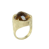 Freeform Whiskey Quartz and White Topaz Ring, Sterling Silver and Vermeil