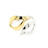 Open Leaf Design Ring, Sterling and Yellow Gold Plating