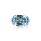 Blue Topaz and White Topaz Ring, Silver with Rhodium