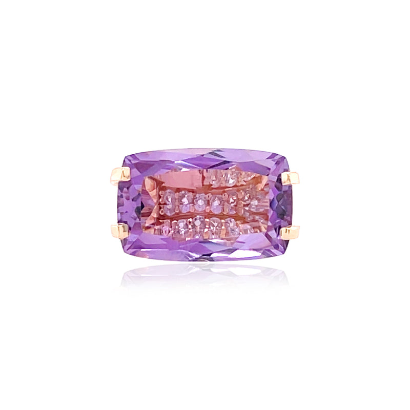 Amethyst and White Topaz Ring, Rose Vermeil