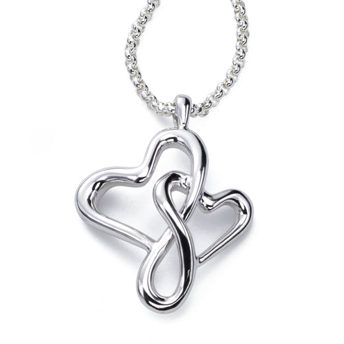 Happy Hearts Charm Pendant, Medium, 18 Inch Chain, Sterling Silver
