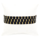Black and Gold Ceramic Tile Stretch Bracelets, Set of 3