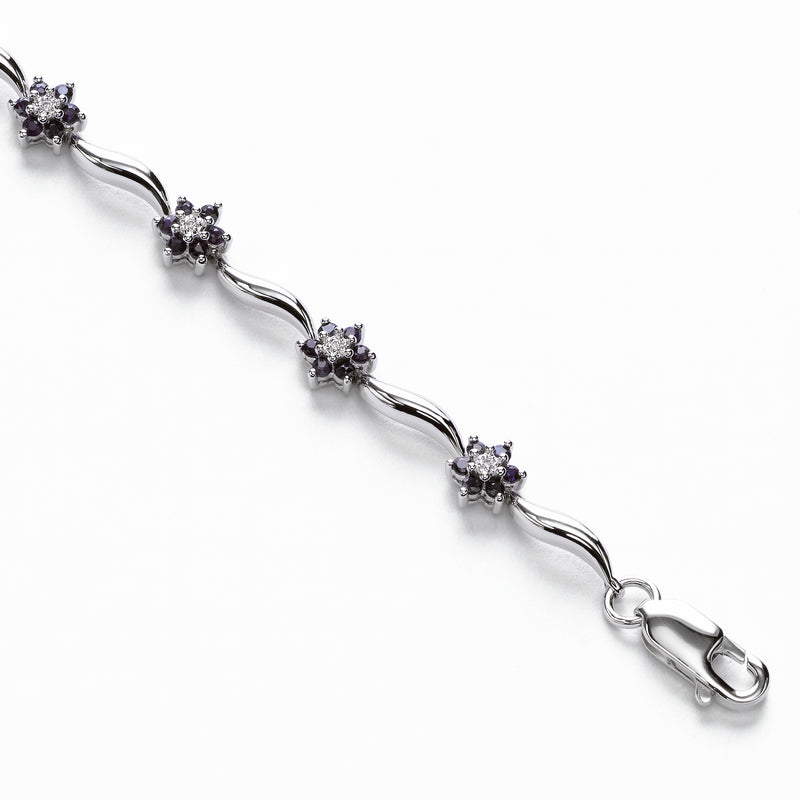 Sapphire and Diamond Bracelet, 7.50 Inches, 14K White Gold