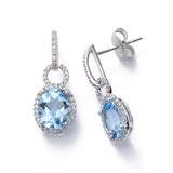 Blue Topaz and Diamond Earring, 14K White Gold