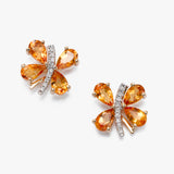 Butterfly Earrings with Citrine and Diamonds, 14K Yellow Gold