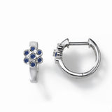 Child's Small Sapphire Flower Hinged Hoops, 14K White Gold