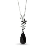 Black Agate and Diamond Necklace, 14K White Gold