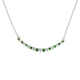 Emerald and Diamond Bar Necklace, 14K White Gold