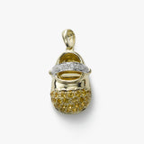 Diamond and Citrine Baby Shoe Charm, 14K Yellow Gold