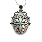 Mother of Pearl Spinner Pendant, Black Finished 14K White Gold