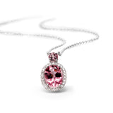 Oval Pink Spinel Pendant with Diamonds, 18K White Gold